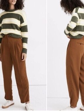 Madewell Harlow High-Waist, Wide Leg Tapered Trousers in Rust